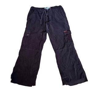 y2k 90s Vintage Cargo Pants Wide Leg Corduroy Brown Baggy Raw Hem Skate Beach